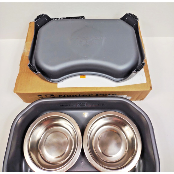 Neater Feeder - Express Model - Mess-Proof Dog Bowls Feed Station Small Grey - Picture 9 of 11